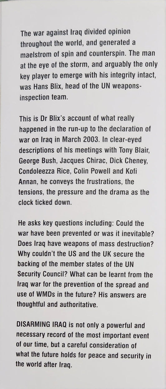 Disarming Iraq: The Search for Weapons of Mass Destruction (1st EDITION) - Oakmont Books