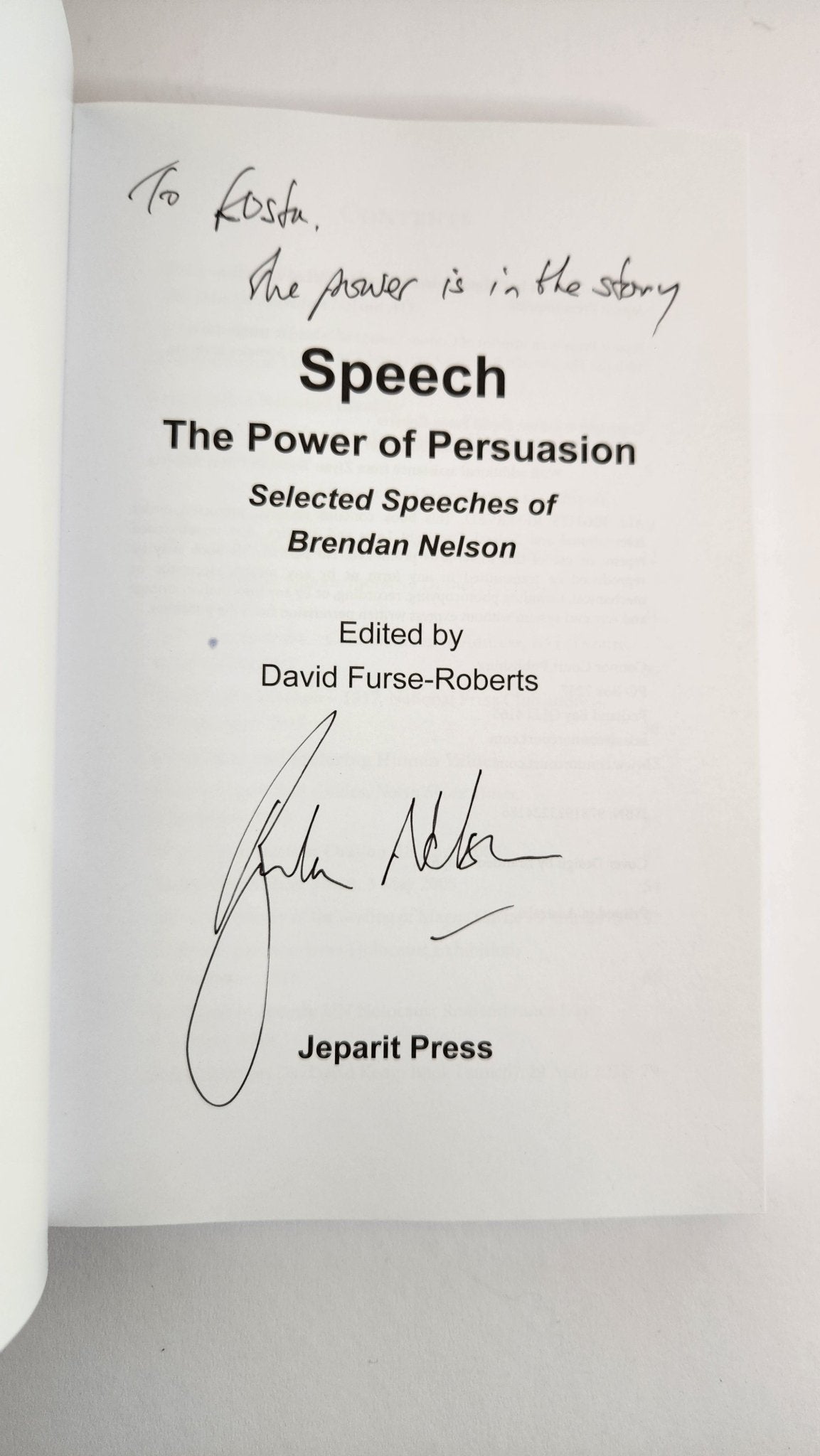 Speech: The Power of Persuasion SIGNED - Oakmont Books