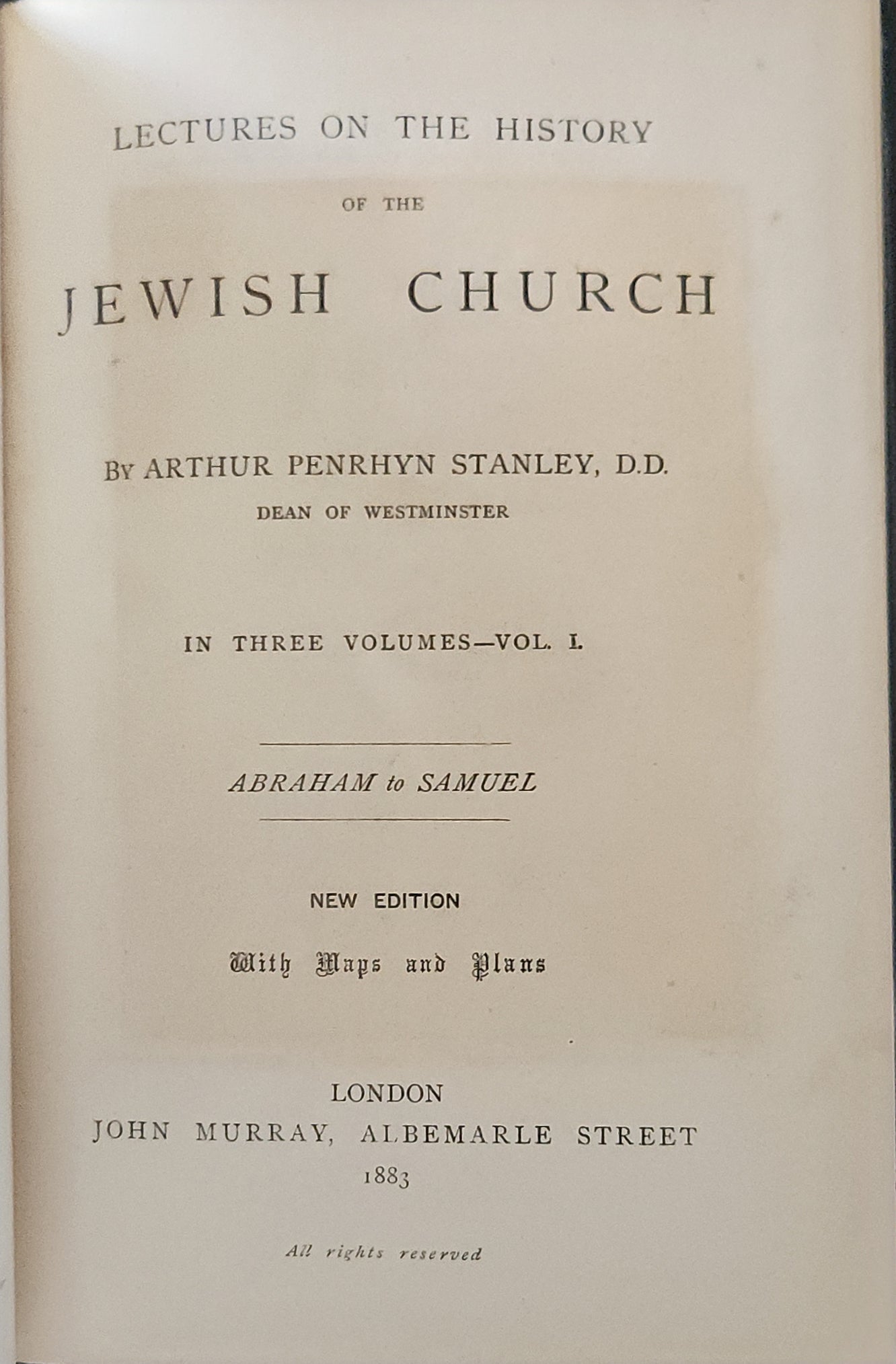 The History of the Jewish Church Volume 1 (EXTREMELY RARE 1833 copy) - Oakmont Books