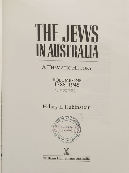 The Jews in Australia - Oakmont Books
