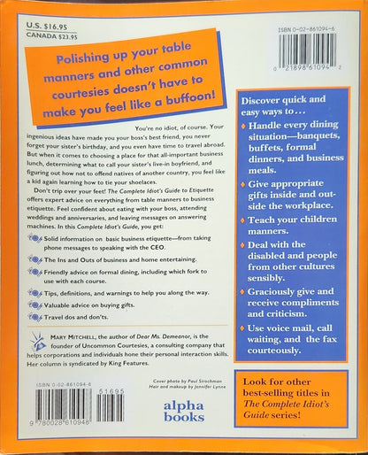Complete Idiot's Guide to Etiquette - Oakmont Books