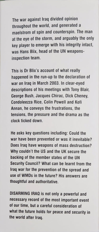 Disarming Iraq: The Search for Weapons of Mass Destruction (1st EDITION) - Oakmont Books