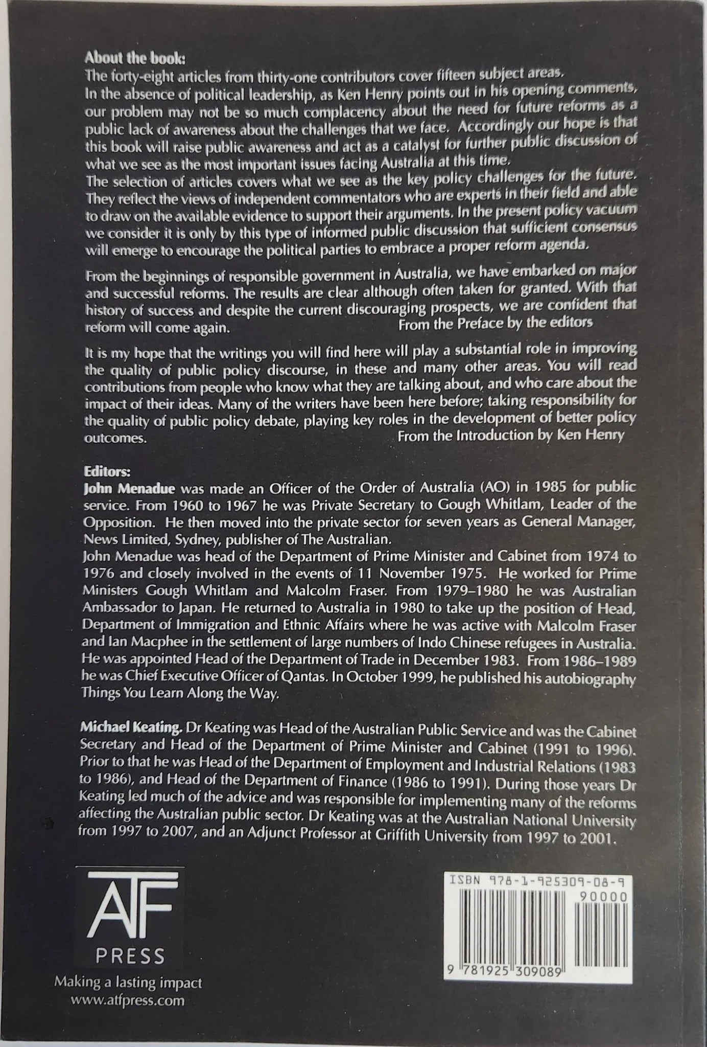 Fairness, opportunity and security: filling the policy vacuum - Oakmont Books