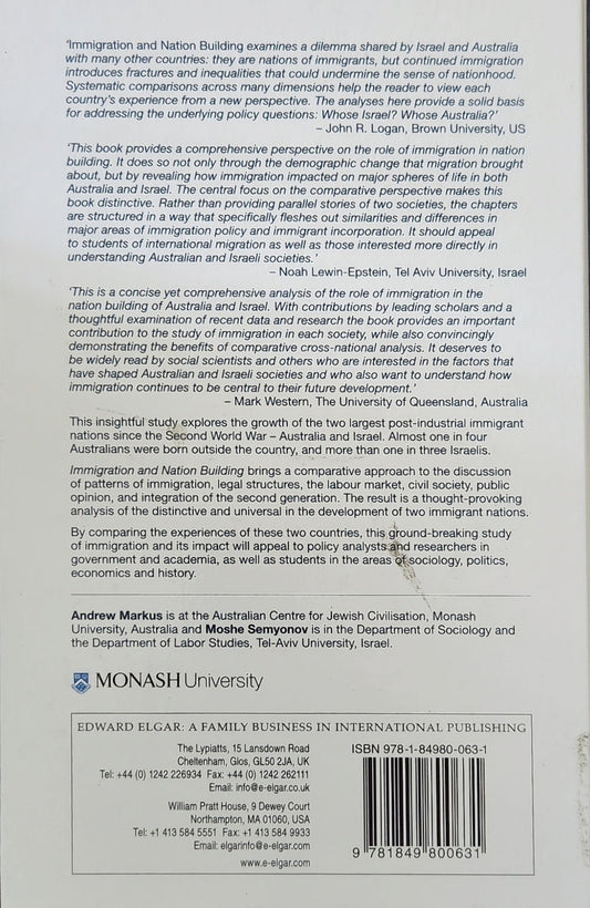 Immigration and Nation Building: Australia and Israel Compared - Oakmont Books